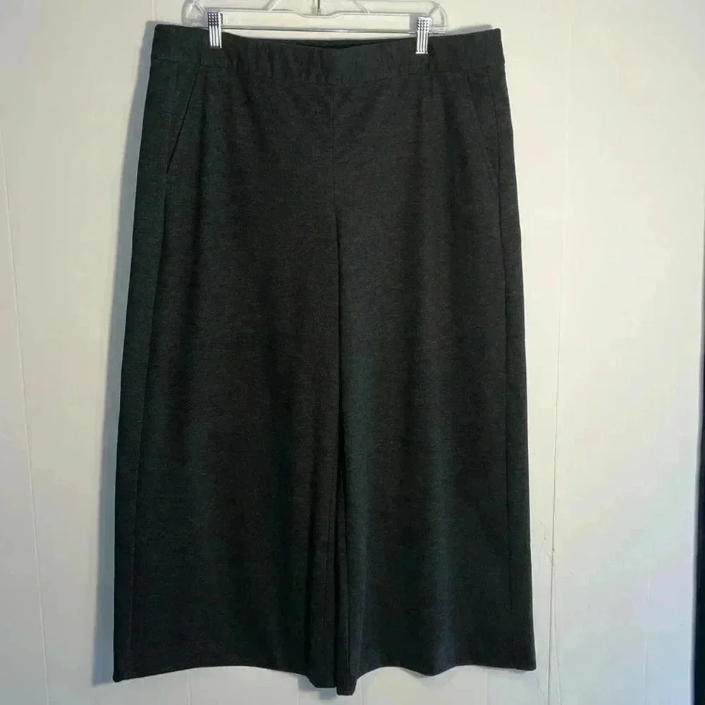 Gap Women’s Pull On Wide Leg Flare Thick Dark Gray Slacks 1040